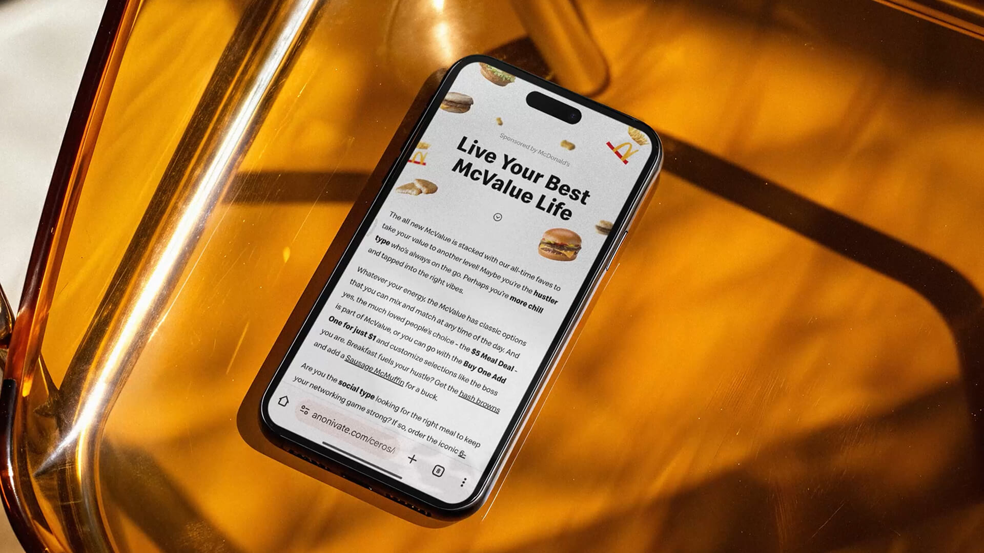The McValue experience open on a phone
